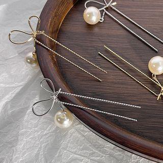 Faux Pearl Bow Alloy Hair Stick