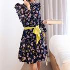 Long-sleeve All Over Pattern A-line Dress