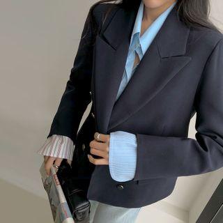 Stripe-cuff Double-button Blazer