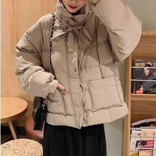 Tie-neck Padded Zip Jacket