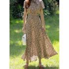 Tie-neck Bell-sleeve Maxi Floral Dress