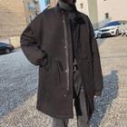 Stand Collar Fleece-lined Zip Coat