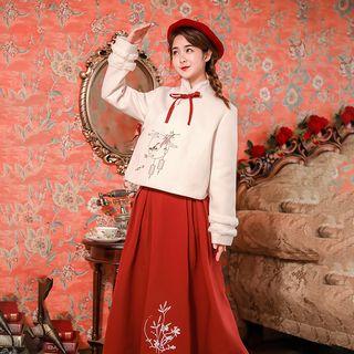Set: Hanfu Jacket + Midi A-line Skirt