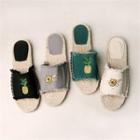 Frayed Embroidered Espadrille Slippers