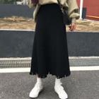 Knit A-line Maxi Skirt Black - One Size