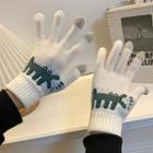 Dinosaur Touchscreen Knit Gloves Dinosaur - White - One Size