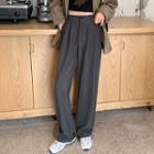 High Waist Straight Leg Plain Dress Pants (various Designs)