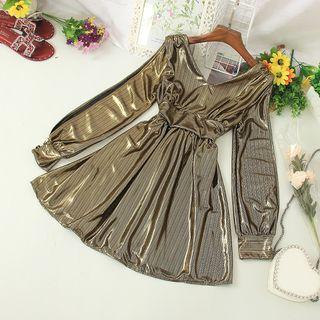 Open-back Long-sleeve A-line Mini Dress