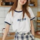 Piped Short-sleeve Lettering T-shirt