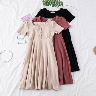 Short Sleeve High Waist A-line Dress