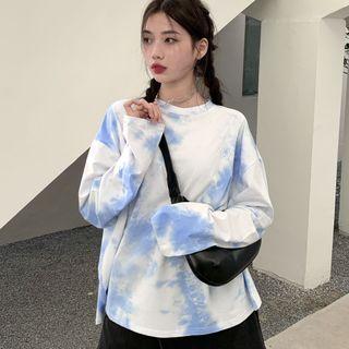 Tie Neck Long-sleeve T-shirt As Shown In Figure - One Size