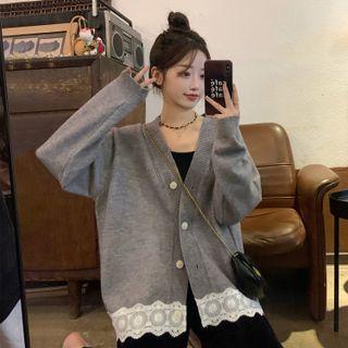 Lace Trim Cardigan / Pants