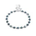 925 Sterling Silver Sparkling Star Blue Austrian Element Crystal Bracelet Silver - One Size