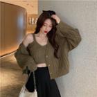 Cable Knit Cropped Camisole Top / Cardigan