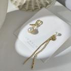 Non-matching Faux Pearl Drop Earring 1 Pair - 925 Silver Earrings - As Shown In Figure - One Size