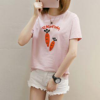 Carrot Embroidered Short Sleeve T-shirt