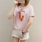 Carrot Embroidered Short Sleeve T-shirt