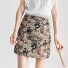 High Waist Printed Bear Skirt
