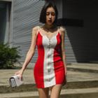 Zip-front Two-tone Pinafore Dress