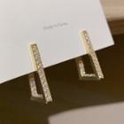 Rhinestone Geometric Drop Earring 1 Pair - Silver Stud - Rhinestone - Gold - One Size