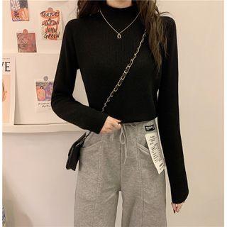 Fleece Lined Mock Neck Knit Top