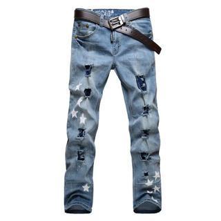Distressed Star Print Jeans