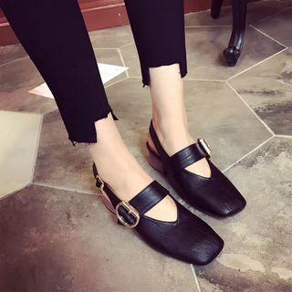Slingback Low-heel Buckle Sandals