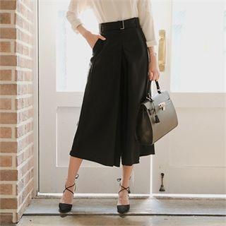 High-waist Wide-leg Pants With Belt