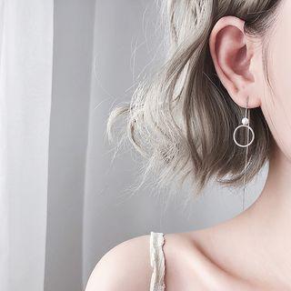 925 Sterling Silver Hoop & Bar Dangle Earring 1 Pair - Threader Earrings - One Size