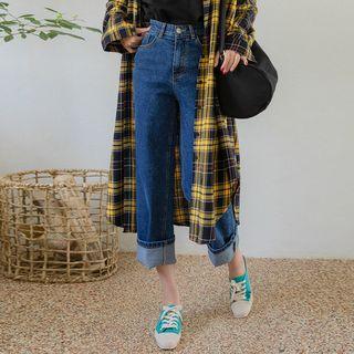 Plus Size Hidden Band-waist Straight-cut Jeans