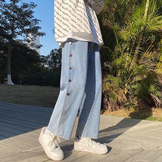 Side-button Straight-leg Jeans