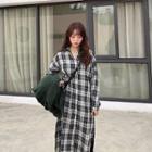 Long-sleeve Midi Plaid Shirtdress As Shown In Figure - One Size