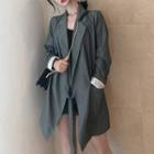 Pinstriped Tie-closure Long Blazer