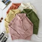 Plain Lace-up Loose-fit Long-sleeve Knit Sweater