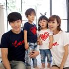Family Matching Letter Applique / Heart Applique Short Sleeve T-shirt