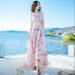 Sleeveless Print Maxi Sundress / Undershorts