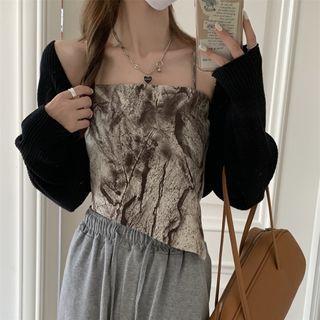 Print Asymmetrical Camisole Top / Knit Shrug