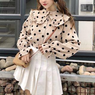 Ruffle Trim Polka Dot Shirt