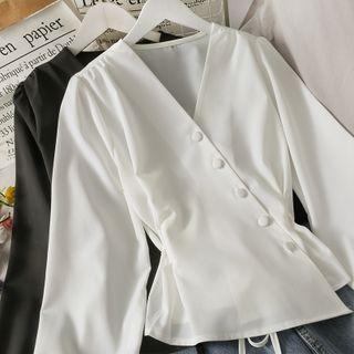 Asymmetric Button-down Crop Shirt
