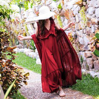 Set: Sleeveless Maxi Sundress + Open-front Long Jacket