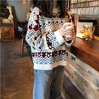 Long-sleeve Knit Sweater White - One Size