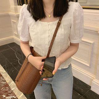 Puff-sleeve Crochet Lace Top