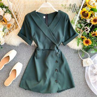 Short-sleeve Mock Two-piece Playsuit