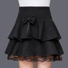 Lace Trim Tiered Skirt