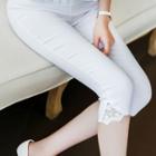 Lace Trim Cropped Skinny Pants