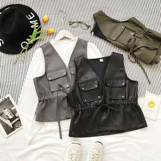 Faux-leather Slim-fit Vest
