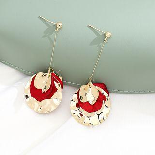 Alloy Petal Dangle Earring 1 Pair - S925 Silver Earrings - Red & Gold - One Size