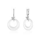 925 Sterling Silver Elf Round Earrings With Austrian Element Crystal Silver - One Size