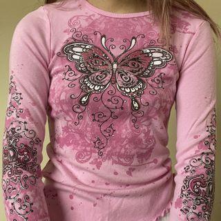 Butterfly Printed Long Sleeve Top