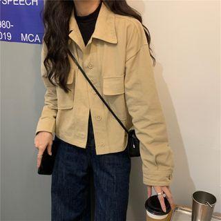 Plain Pocket Long-sleeve Bolero